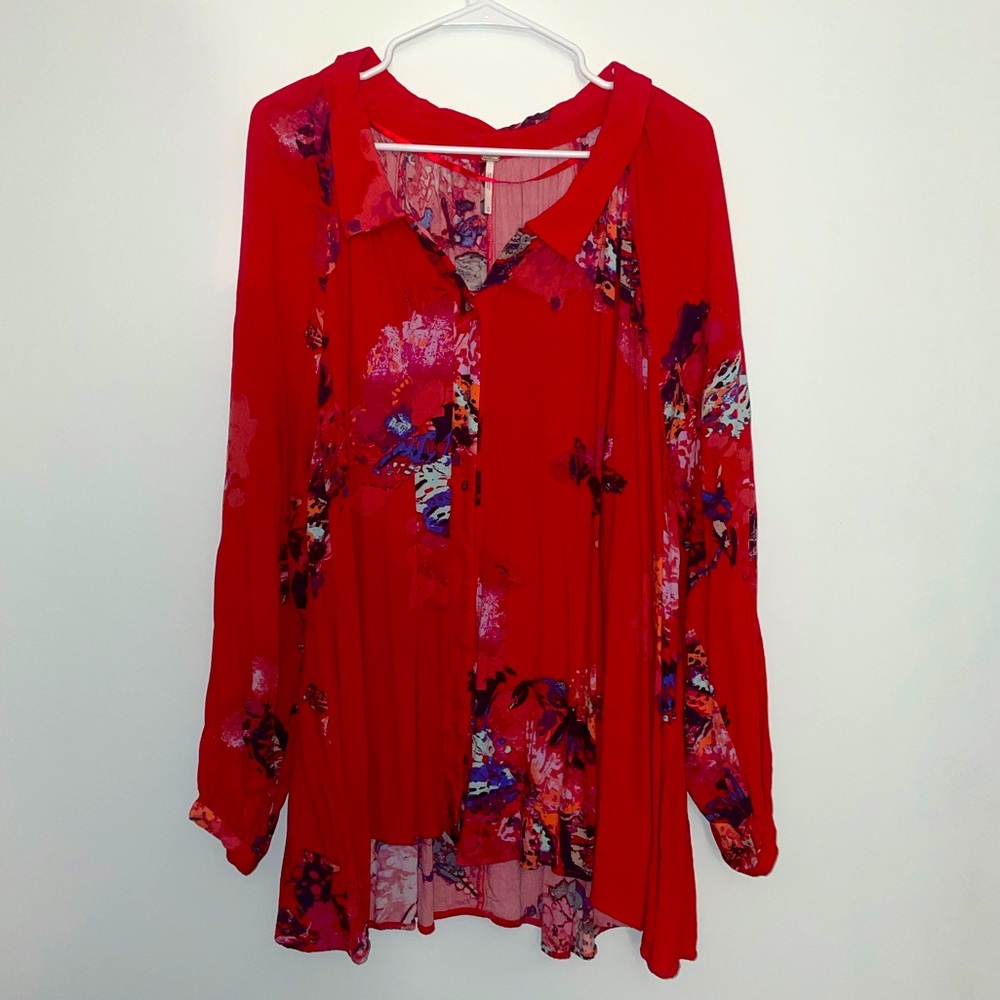 Free People Flowy Floral Blouse